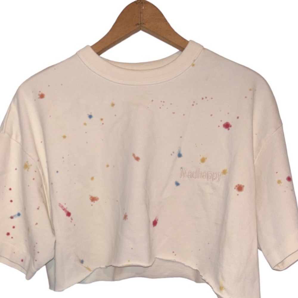 MadHappy Customized Ivory Logo Splatter Cacti off Cropped Tee One Size - Picture 7 of 8